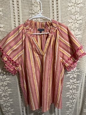 Democracy double flounce sleeve top size 1X
